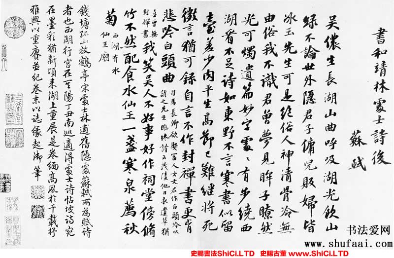 ﻿蘇軾《書林逋詩後》書法欣賞