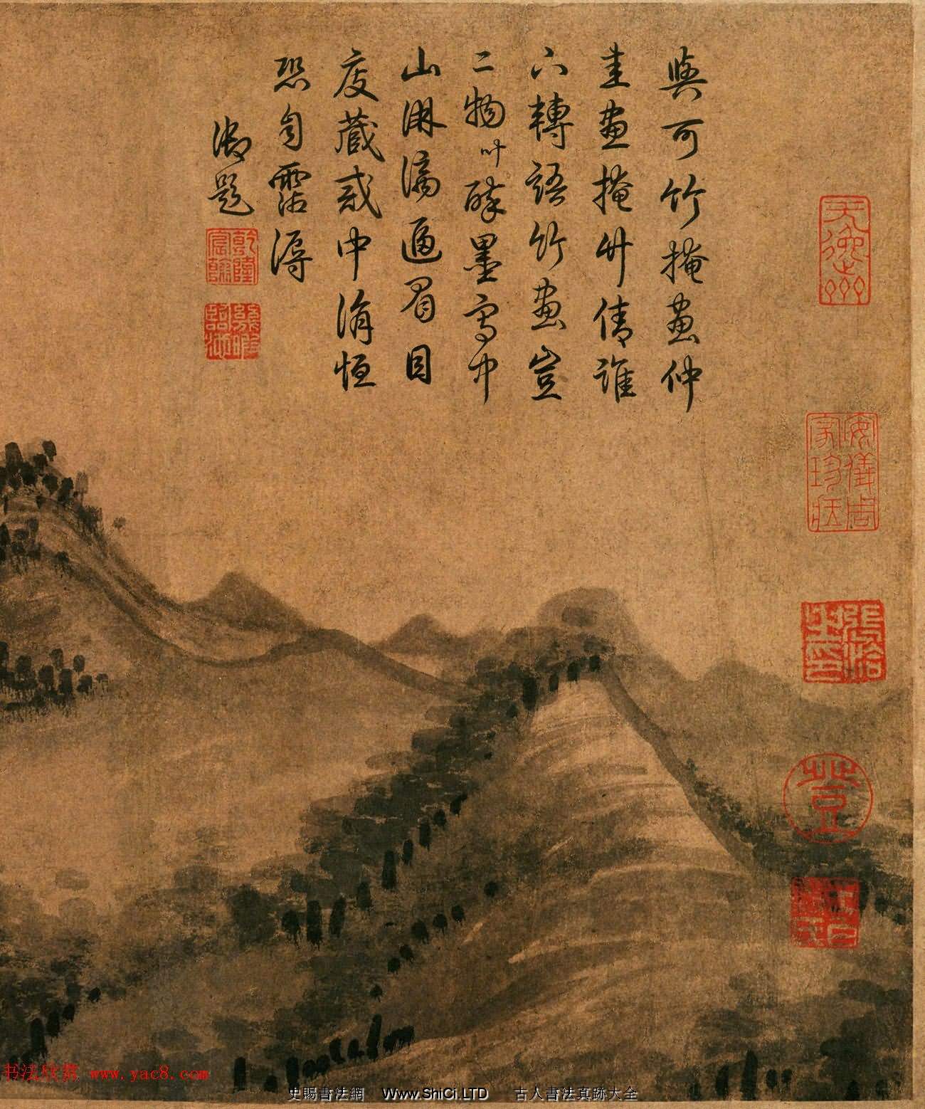 元代書畫家吳鎮57歲繪中山圖卷（共6張圖片）