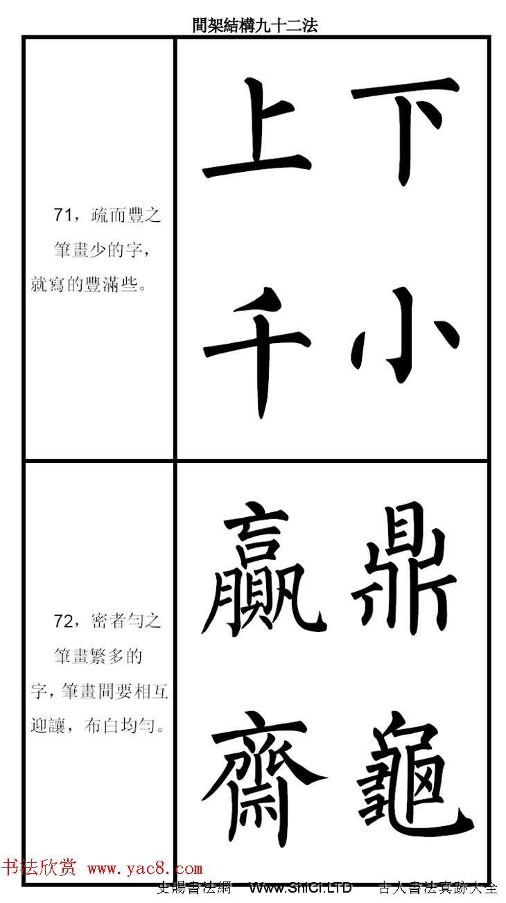 柳體字帖《柳公權楷書間架結構九十二法》（共46張圖片）