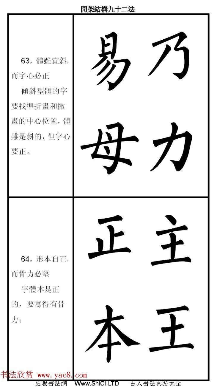 柳體字帖《柳公權楷書間架結構九十二法》（共46張圖片）