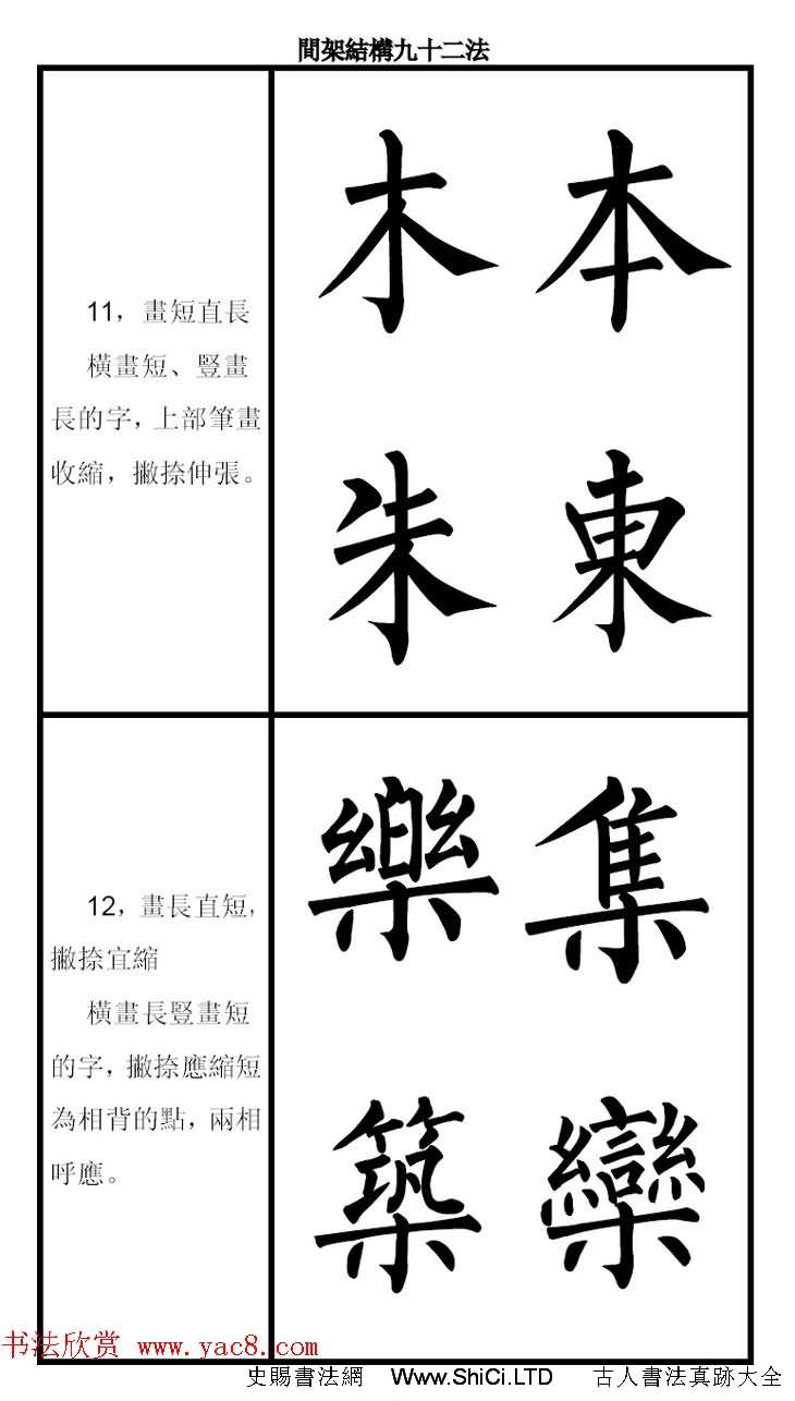 柳體字帖《柳公權楷書間架結構九十二法》（共46張圖片）